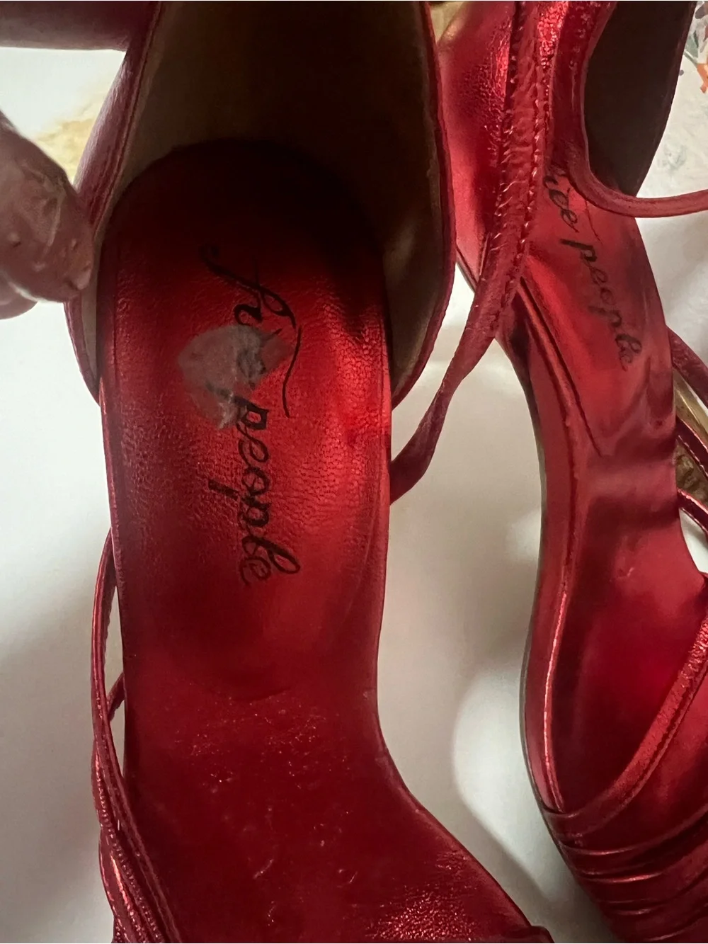 Free People Metallic Red Strappy High Heel Sandals